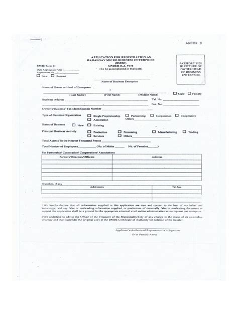 APPLICATION FOR REGISTRATION AS BARANGAY MICRO .